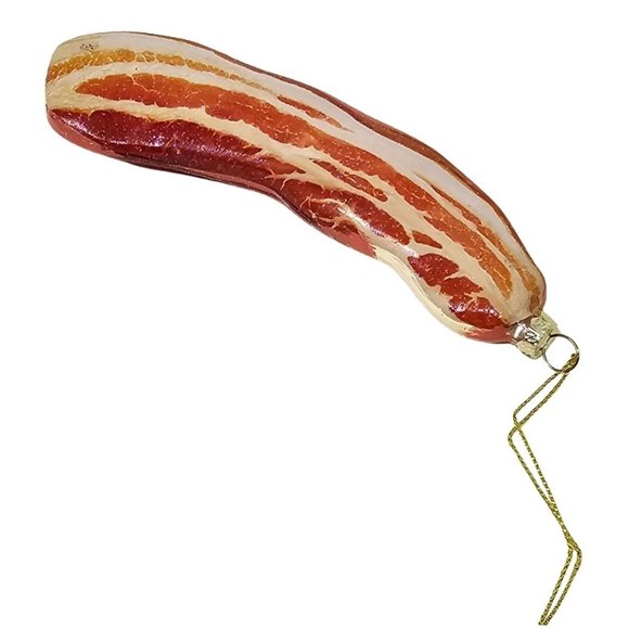 6.5" Juicy Slice of Bacon Glass Ornament, Christmas Decor Gift - Picture 3 of 3